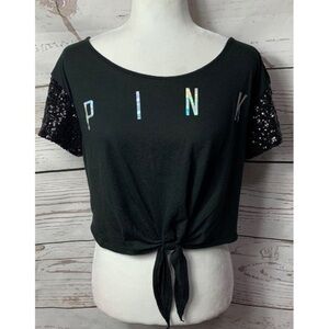 VS PINK Bling Front Tie Crop Top